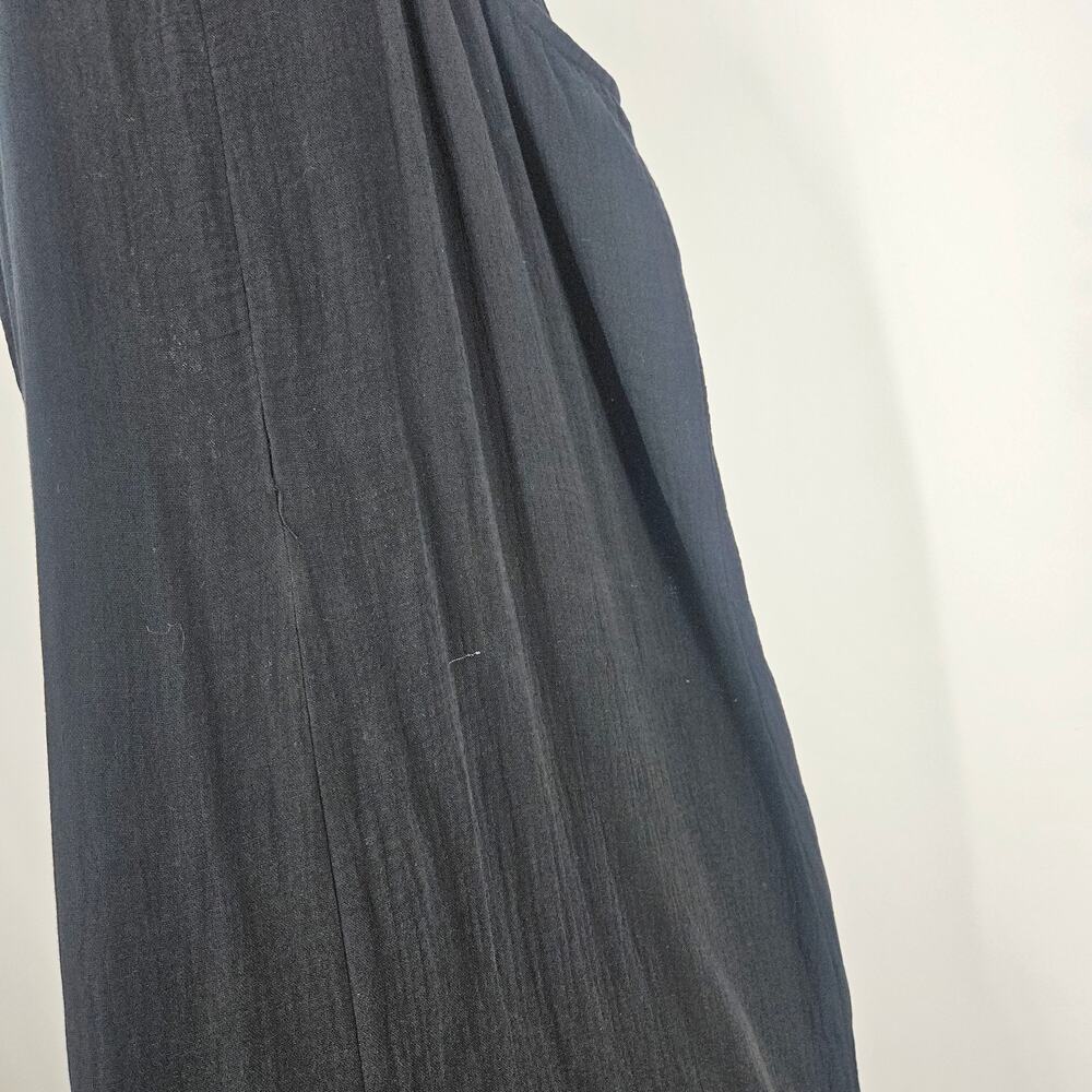 AYR Double Gauze Jumpsuit Black Crepe Sleeveless Wide Leg Baggy Lightweight Sz L - Picture 5 of 5